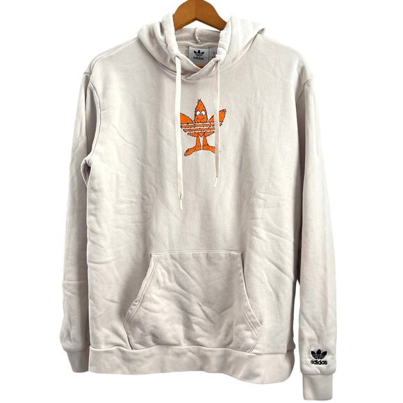 Adidas Men Originals Graphic Fun Terry Hoodie Medium Wonder Ivory Purple Orange - Picture 11 of 12